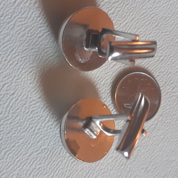 ⚡️BUY 3 for $55⚡️ Vintage Blue Rivoli Glass Silver Tone 1/2 Inch Cuff Links - Picture 9 of 10